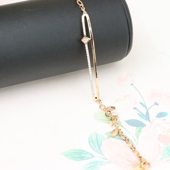 "Elegant Rose Gold Chain Bracelet with Cubic Zirconia Detailing, XPBL0974 - Picture 7 of 12